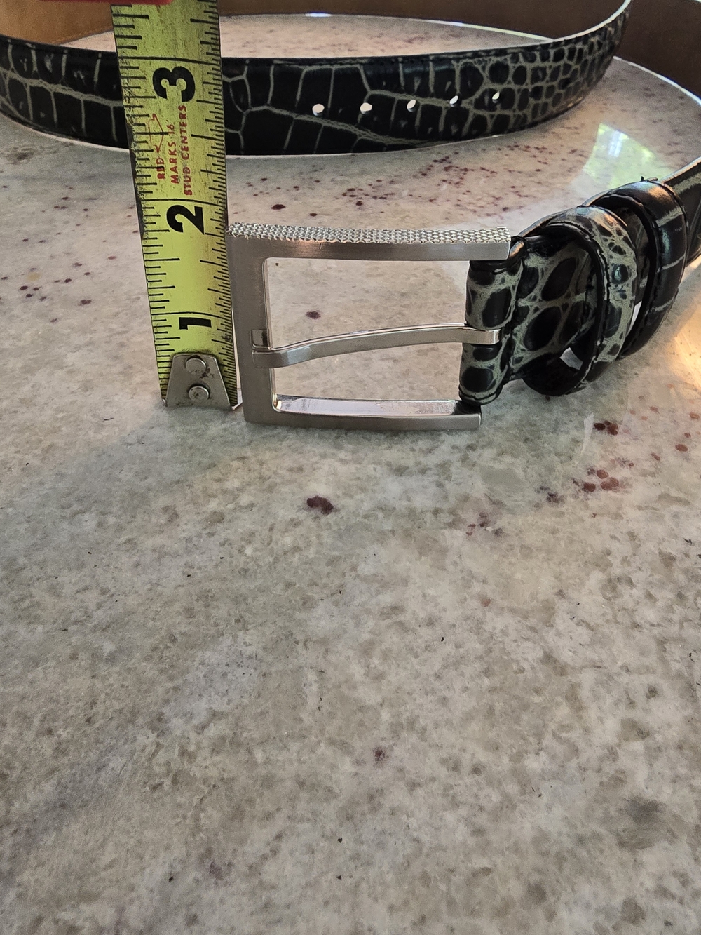 Greg Norman Croc Leather Belt with Silver Buckle - Picture 6 of 7